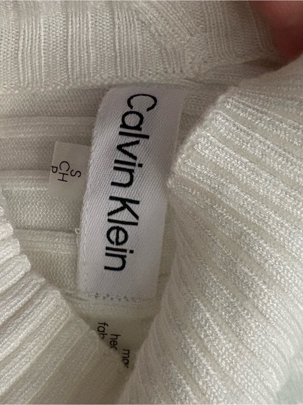 Calvin Klein Sleeveless Ribbed Mock Neck Sweater Top - White - Picture 3 of 4